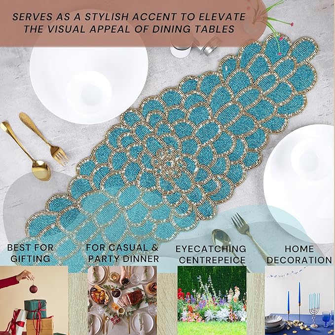 Beaded Table Runner 13 x 36 Inches - Image 4