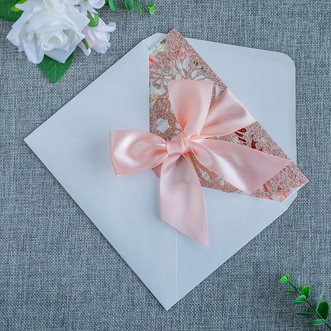 20 PCS 5.12x7.2 Butterfly Quinceanera Invitation, Laser Cut Wedding Invitation - Image 8
