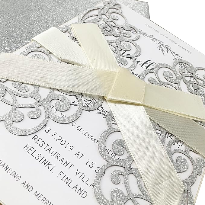 50Pcs Laser Cut Wedding Invitation - Image 7
