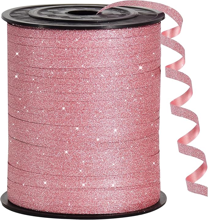 BEISHIDA 500 Yards Rose Gold Glitter Ribbon Curling Crimped, Glitter Ribbon by Beishida