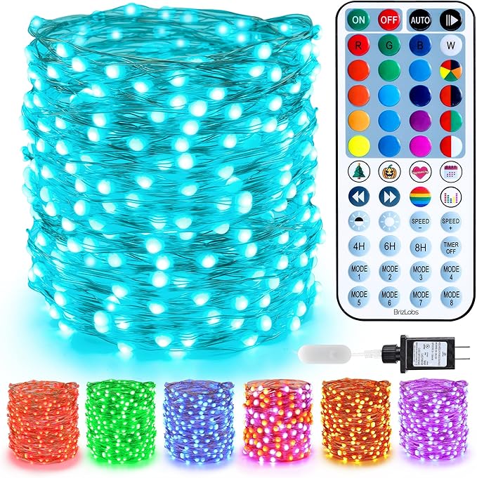 BrizLabs Color Changing Fairy Lights - 33ft 100 LED Christmas Fairy Lights by BrizLabs