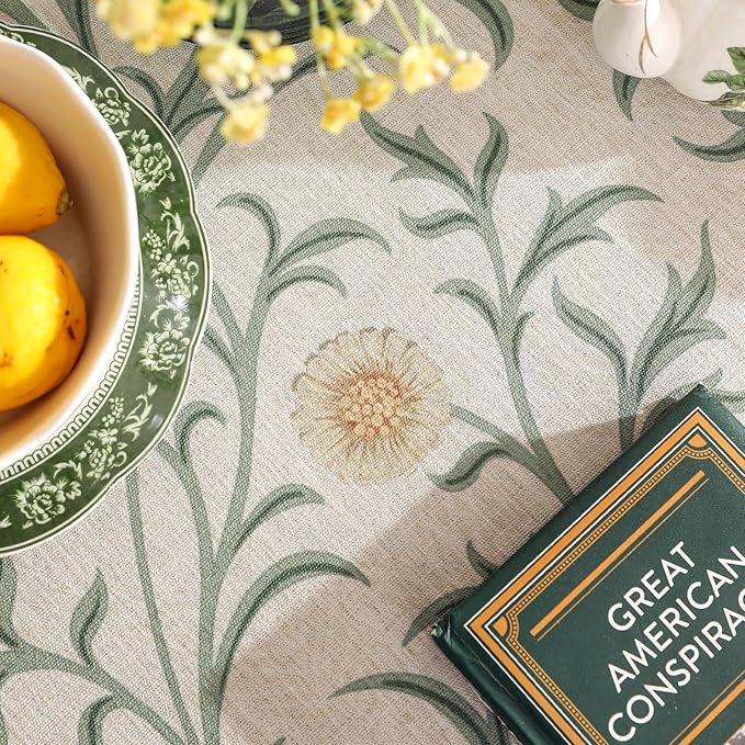 patdrea Designer Vintage Linen Round Tablecloth, French Table Cloth - Image 4