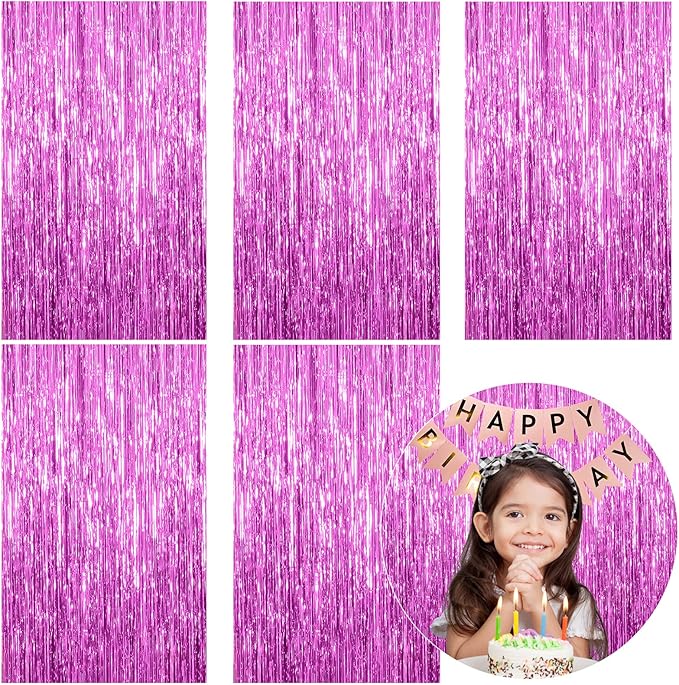 5 Pack Foil Curtain Backdrop Metallic Tinsel Foil Fringe Curtains Photo Booth by KEJ