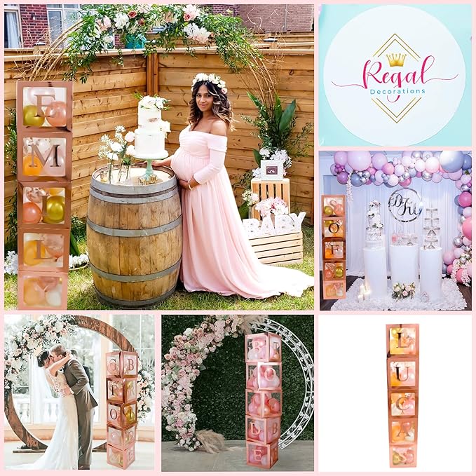 96 PC Bridal Shower Decorations Balloon Boxes Rose Gold - Image 5