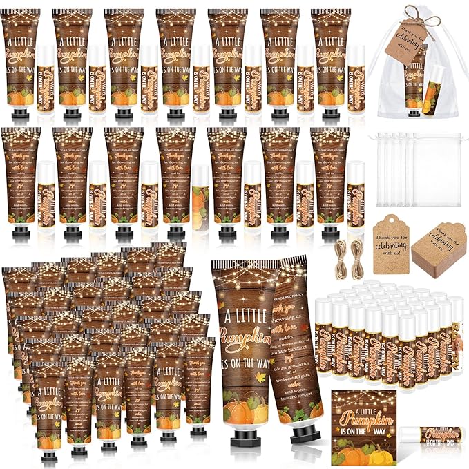50 Sets 200 Pcs Baby Shower Hand Lotion and Lip Balm Gift Theme Baby Shower by Dimsile