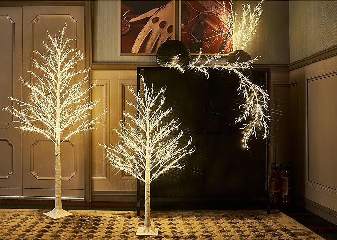 LITBLOOM Birch Garland with Lights 6FT 120 Fairy Lights Plug in, Lighted White - Image 3