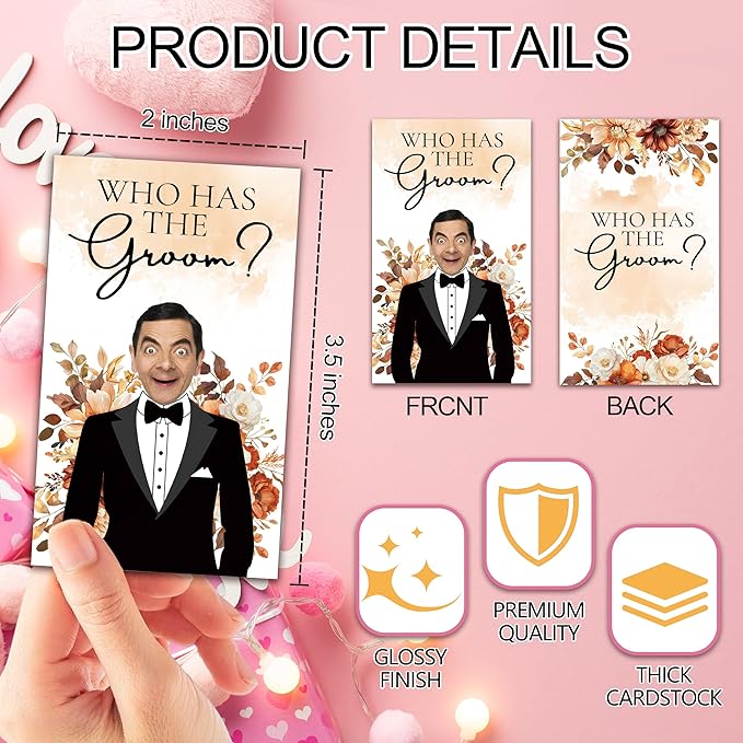 Floral Bridal Shower Games，Who Has The Groom Scratch Off Card, 3.5"x 2.1" Funny - Image 2