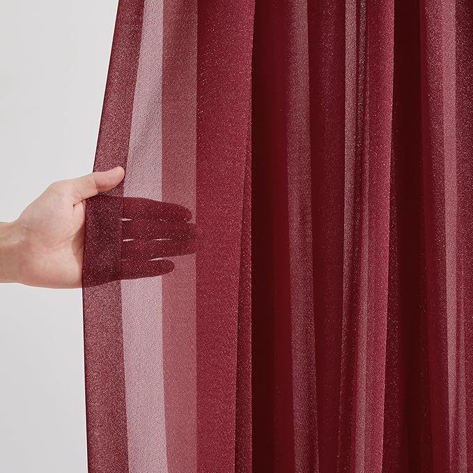 Burgundy Wedding Arch Draping Fabric 1 Panel 30'' x 20FT Burgundy Drapes Sheer - Image 3