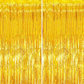 2 Pack Gold Tinsel Foil Fringe Curtains, Metallic Tinsel Party Streamers by Voircoloria