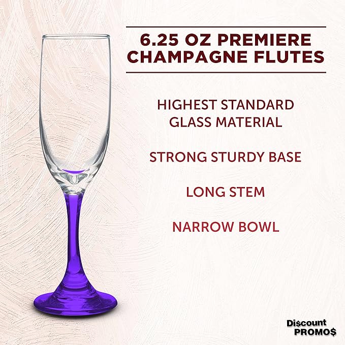 DISCOUNT PROMOS Premiere Champagne Flutes 6.25 oz. Set of 10, Bulk Pack - Image 3