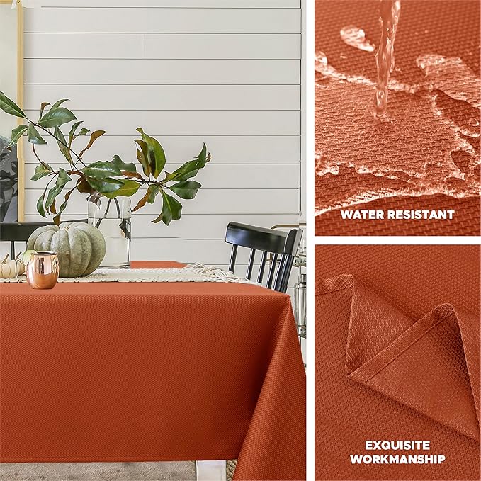 Biscaynebay Fall Tablecloth Textured Fabric Square Tablecloths 60x60 Inch - Image 2