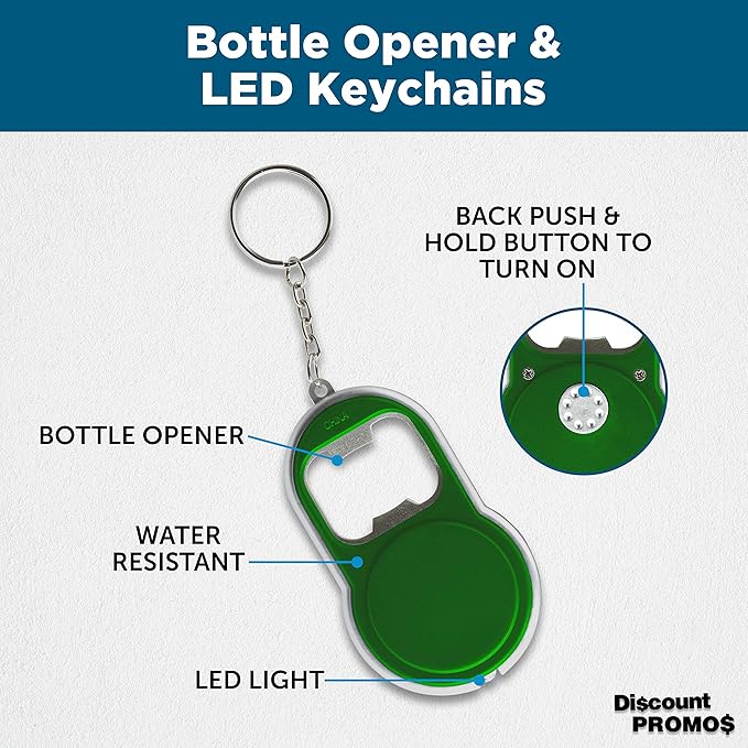 Bottle Opener & LED Keychains Set of 10, Bulk Pack - Image 3