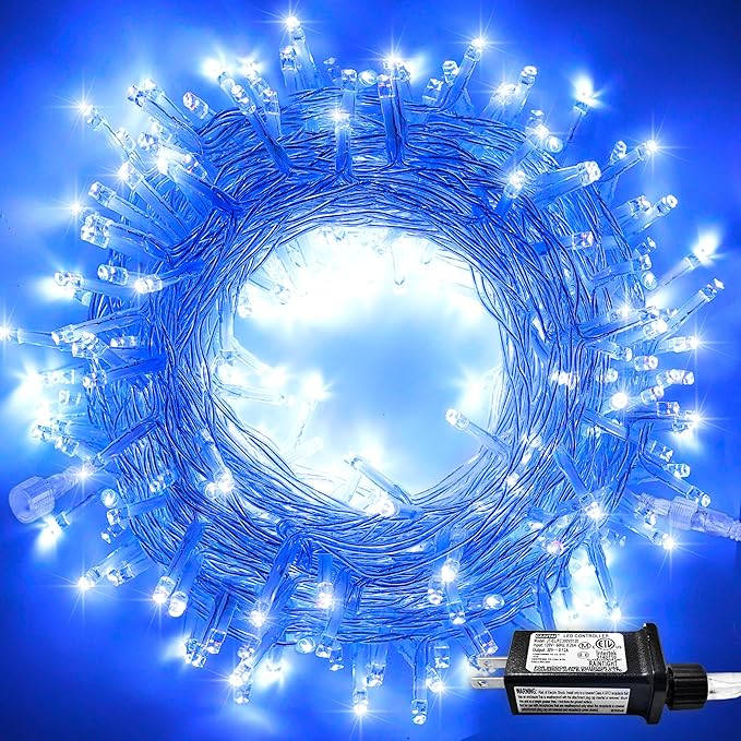 JMEXSUSS 250 LED Blue String Lights Indoor, 91.5ft Connectable Christmas Lights - Image 9