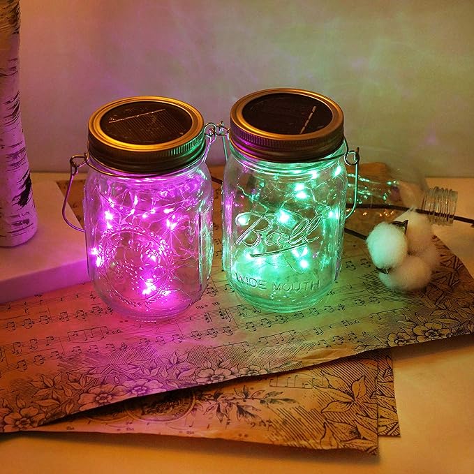Decorman Solar Mason Jar Lid Lights, 6 Pack 20 LED Waterproof String Fairy Star - Image 6