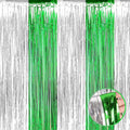 4 Pack Silver Green Foil Fringe Curtain Backdrop, 3.28Ft x 9.8Ft Metallic by Unknown