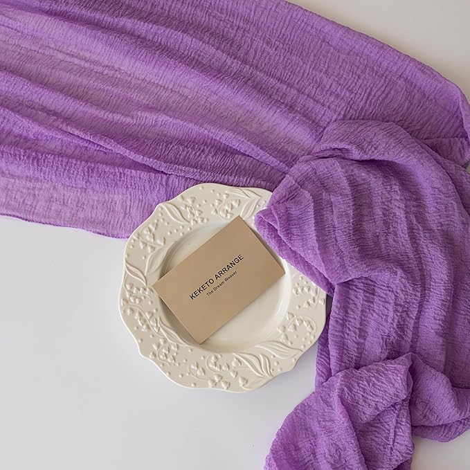 3pcs Lilac Gauze Rustic Cheesecloth Table Runner 120 Inch 10 FT - Image 5