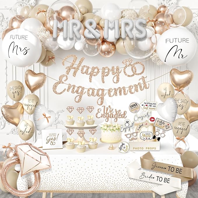 261 Pc Premium Engagement Party Decorations Kit – Elegant Mr. & Mrs. Wedding by RainMeadow