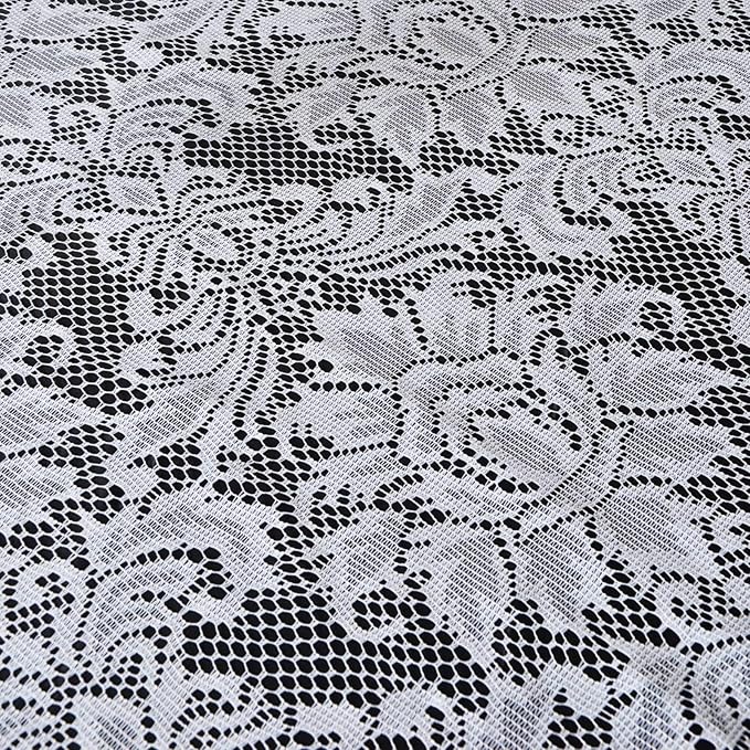 Efavormart 72" x 72" Jolly Good Lace Table Square Tablecloth Overlay-White - Image 2
