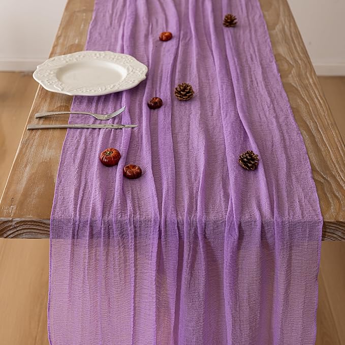 3pcs Lilac Gauze Rustic Cheesecloth Table Runner 120 Inch 10 FT - Image 4