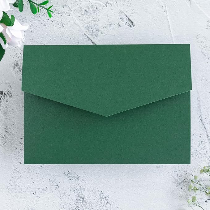 20 PCS Emerald Green Tri-fold Laser Cut Wedding Invitation Pockets - Image 5