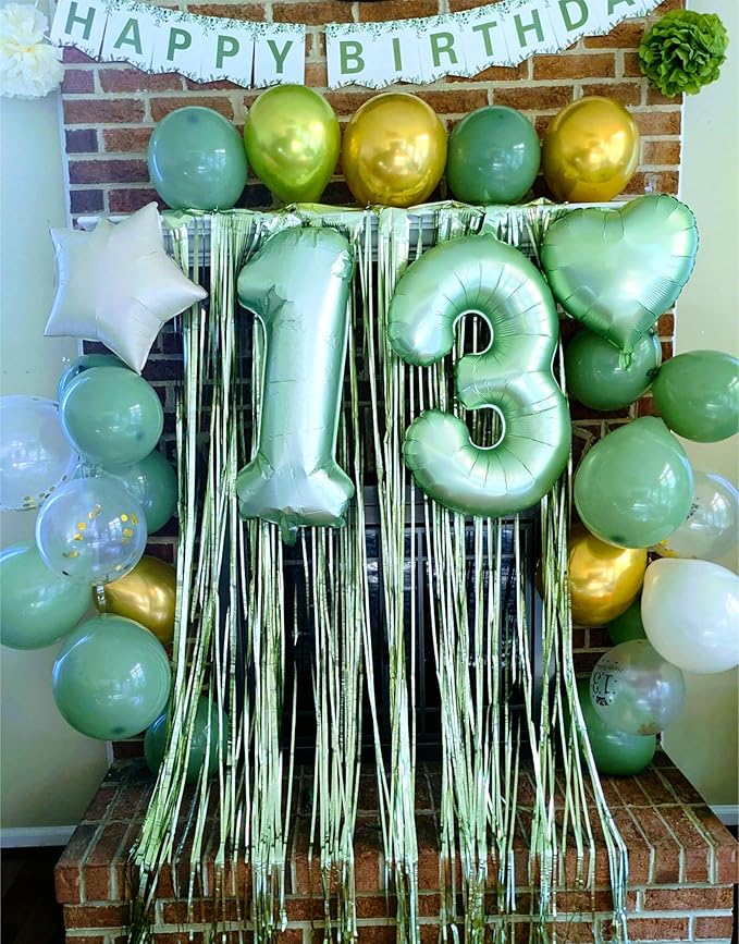 Large 40 Inch Sage Green 3 Number Balloon, 3 13 23 30 33 36 38 Oliver Green - Image 9