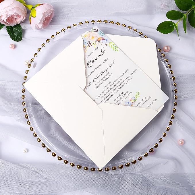PONATIA 50 PCS/Pack 80lb Thick A7 Envelopes, 5.27 x 7.48'' Sparkle Ivory Heavy - Image 8