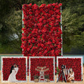 Artificial Flower Wall Panels, Luxury 5D Silk Red Rose Backdrop Decor by Unknown