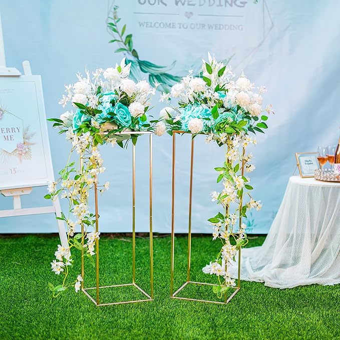 Gold Flower Stand for Table: 31.5” Tall Centerpiece Stand for Wedding Table - Image 3