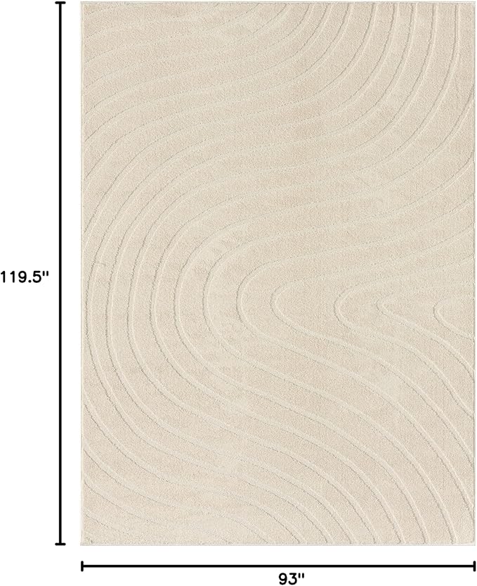 LUXE WEAVERS Modern Geometric Wave Cream 8x10 Area Rug - Image 2