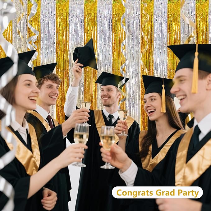 BEISHIDA Gold Silver Door Streamers Backdrop Foil Fringe Tinsel Party Streamers - Image 5