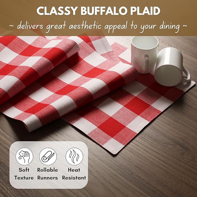 Native Fab Table Runner Buffalo Check Plaid 100% Cotton - Image 4