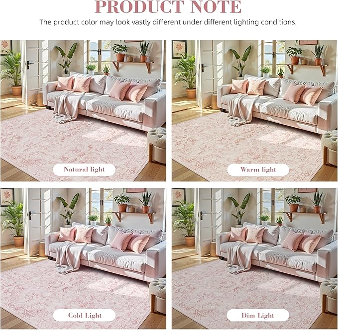 Pink 3x12 Runner Rug for Hallways Bed Side Kitchen, Boho Washable Distressed - Image 7