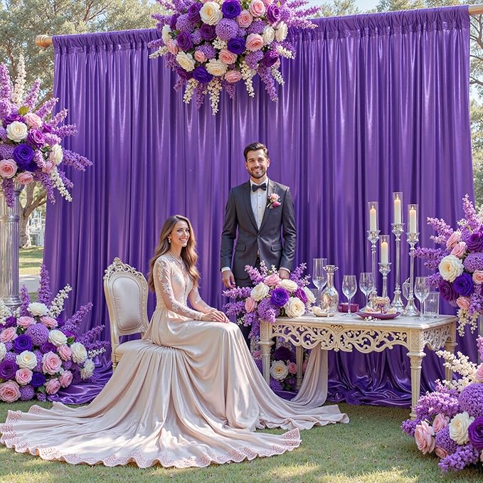10x10 ft Purple Sequin Backdrop Curtain Panels - Image 3