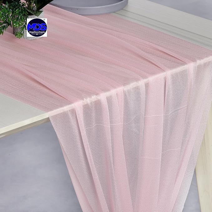 MDS 2 Pack 10ft Chiffon Table Runner 29 x 120 Inches Sheer Wedding Runner - Image 4