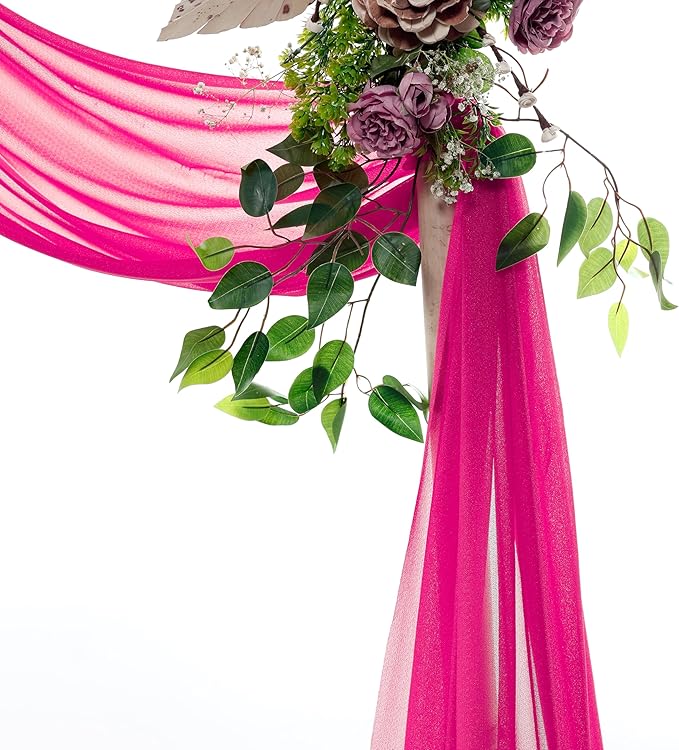VDS Pack of 2 Panel Wedding Arch Draping Fabric Sheer Chiffon Fabric Drapery - Image 3