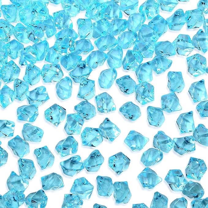 YATOJUZI 500pcs Fake Ice Cubes Aqua Blue Acrylic Crushed Rocks Vase Fillers by YATOJUZI