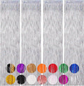 4 Pack Laser Silver Foil Fringe Backdrop Curtains, Tinsel Streamers Birthday by Voircoloria