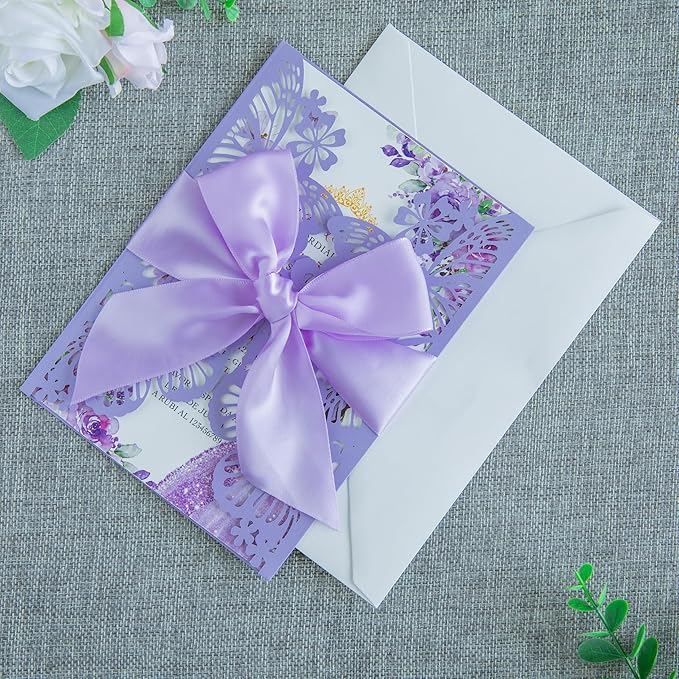 20 PCS 5.12x7.2 Butterfly Personalized Quinceanera Invitation, Customized XV - Image 8