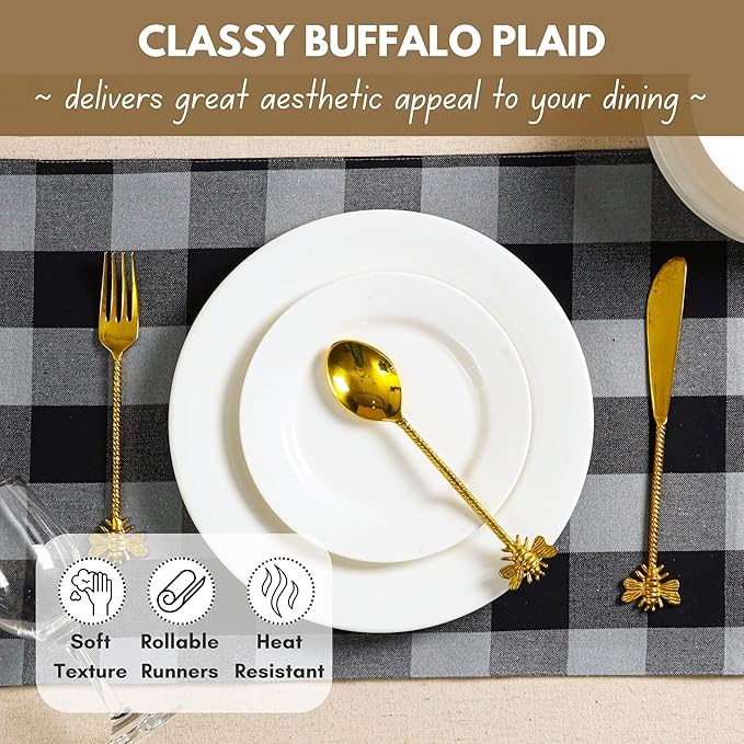 Native Fab Table Runner Buffalo Check Plaid 100% Cotton - Image 7