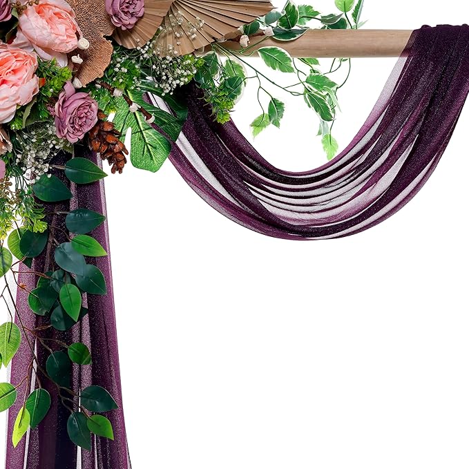 VDS Pack of 1 Panel Wedding Arch Draping Fabric Sheer Chiffon Fabric Drapery - Image 3