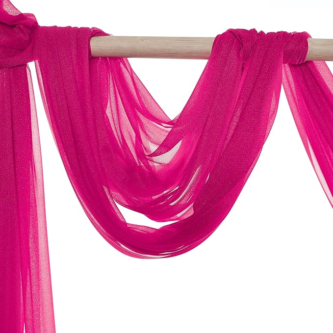 VDS Pack of 2 Panel Wedding Arch Draping Fabric Sheer Chiffon Fabric Drapery - Image 5