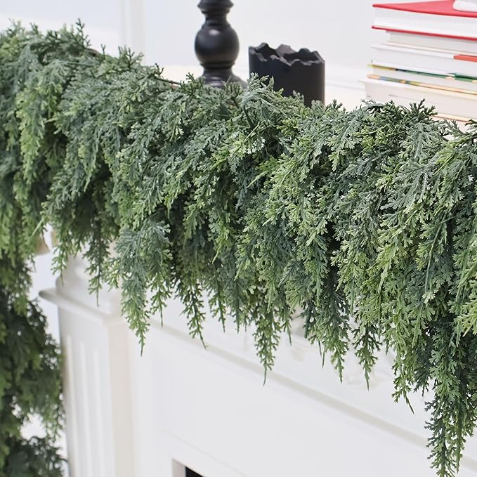 Christmas Cedar Garland Artificial Real Touch Thickness Realistic Greenery Pine - Image 7