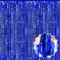 6 Pack 3.28x9.8 Ft Blue Foil Fringe Backdrop Curtains, Metallic Tinsel by LANTIANCHEN