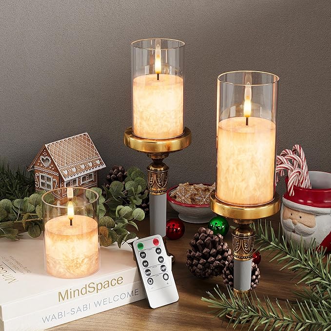 Ice Crystal Real Wax Glass Flameless Candles - Image 3