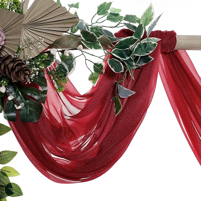 VDS Pack of 1 Panel Wedding Arch Draping Fabric Sheer Chiffon Fabric Drapery - Image 5