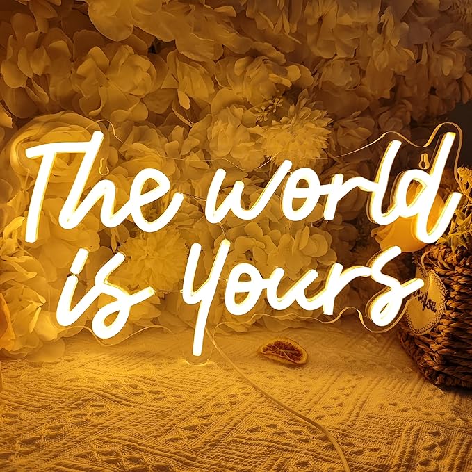 SYLHOME The World Is Yours Led Neon Light Sign Cool Bedroom Game Kids Room Wall by SYLHOME