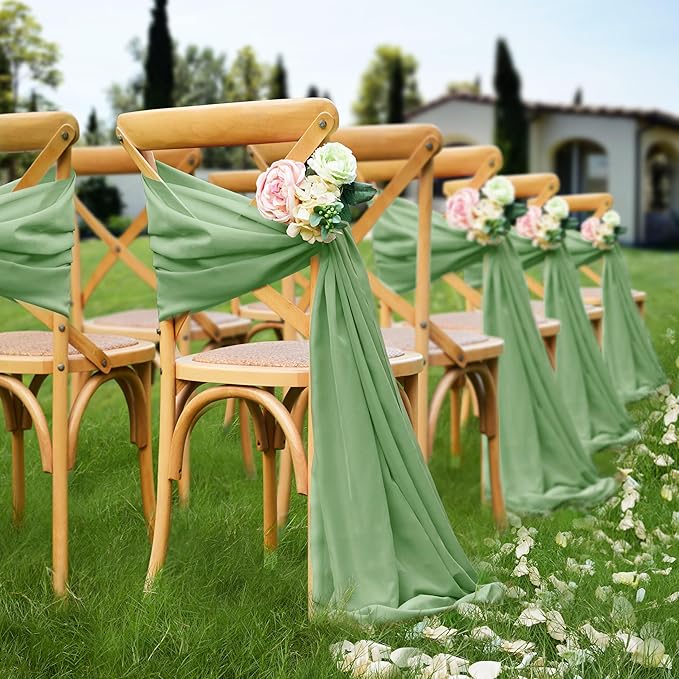 VACVELT Wedding Arch Draping Fabric Sage Green Chiffon, 1 Panel Sheer Drapes 30 - Image 3