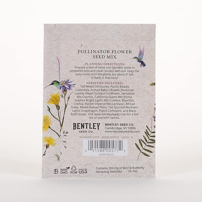 Bentley Seed Co. | Help Pollinators Kraft Hummingbird | 25 Non-GMO, Non-Coated - Image 4