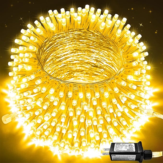 JMEXSUSS Connectable Warm White Christmas Lights Indoor Outdoor, 91.5ft 250 LED by JMEXSUSS