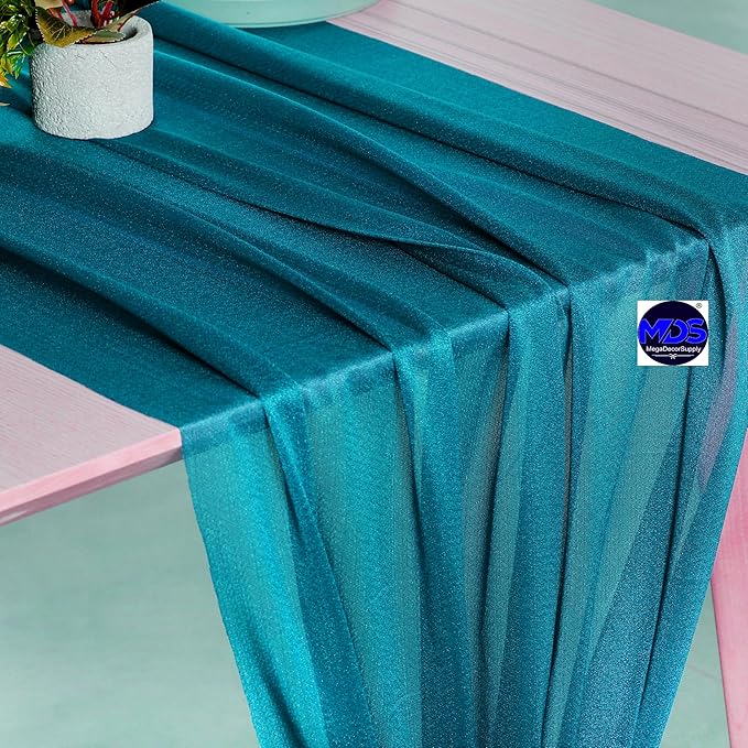 MDS 2 Pack 14ft Chiffon Table Runner 29 x 170 Inches Sheer Wedding Runner - Image 2